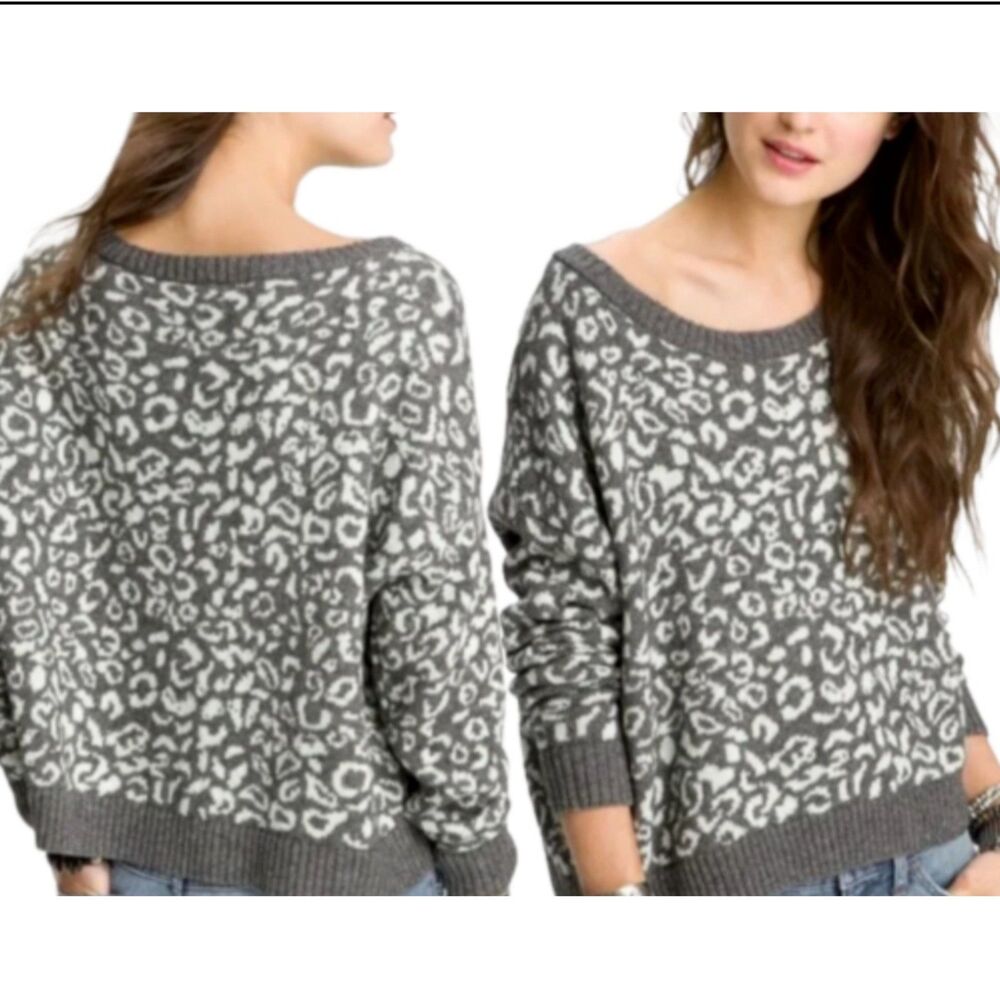 FREE PEOPLE Cool Cat Alpaca Mint Grey White Blend Sweater
